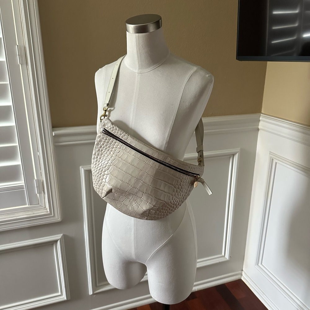 Clare V Cream Croc Grande Fanny